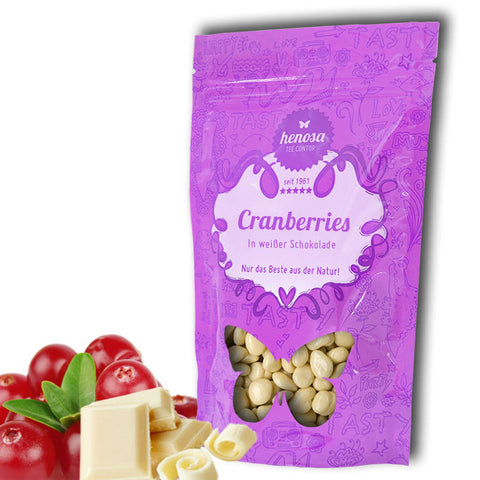 Cranberries in weißer Schokolade
